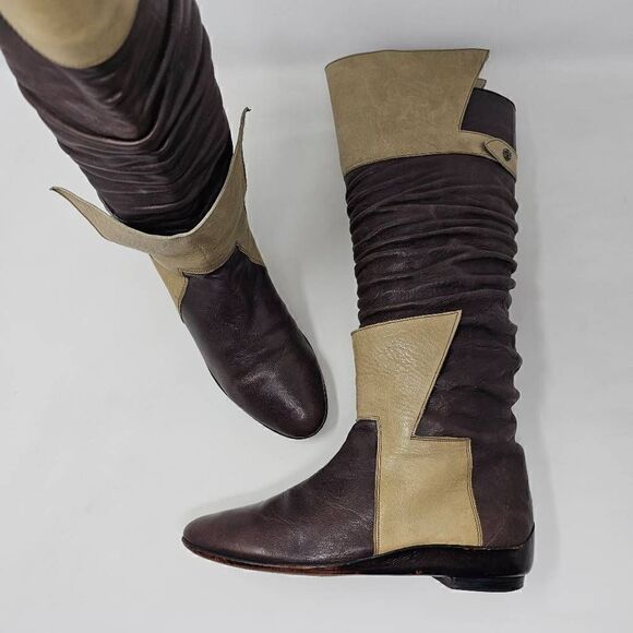 EL VAQUERO Shoes - EL VAQUERO BROWN TAN LEATHER WESTERN KNEE HIGH BOOTS 15" WOMENS US 6 EU 36